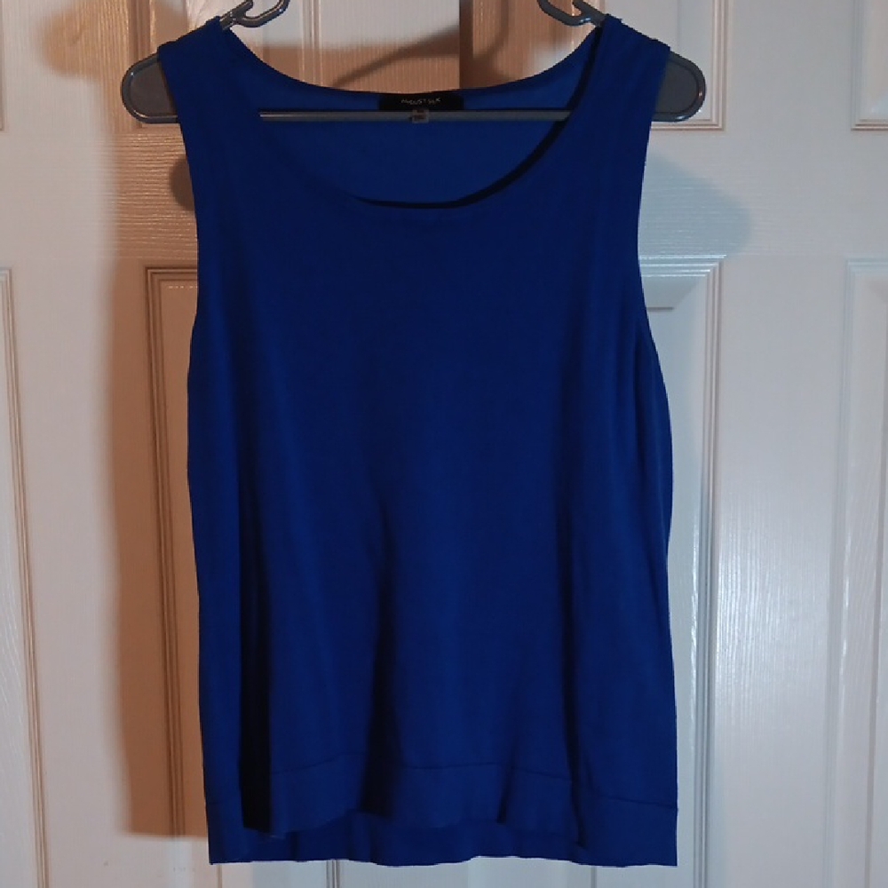August Silk Blue Sleeveless Tank Top - XL